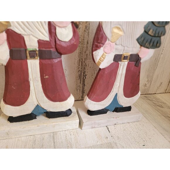 Wooden Santa Claus set tree toy sack figure Xmas decor - Picture 6 of 10